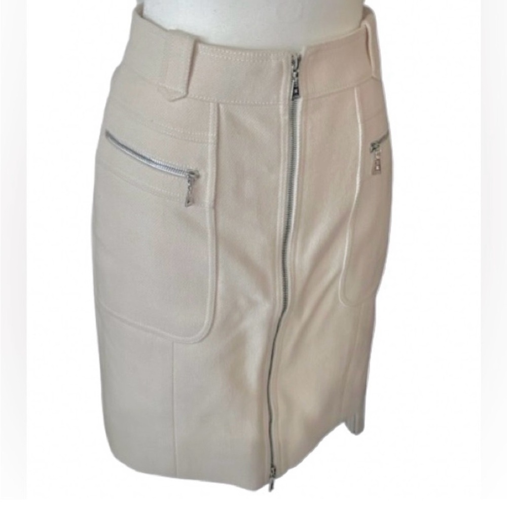 Wool LOUIS VUITTON Skirt Ivory Pencil Midi Small Cream Ivory White 38 Fall Logo